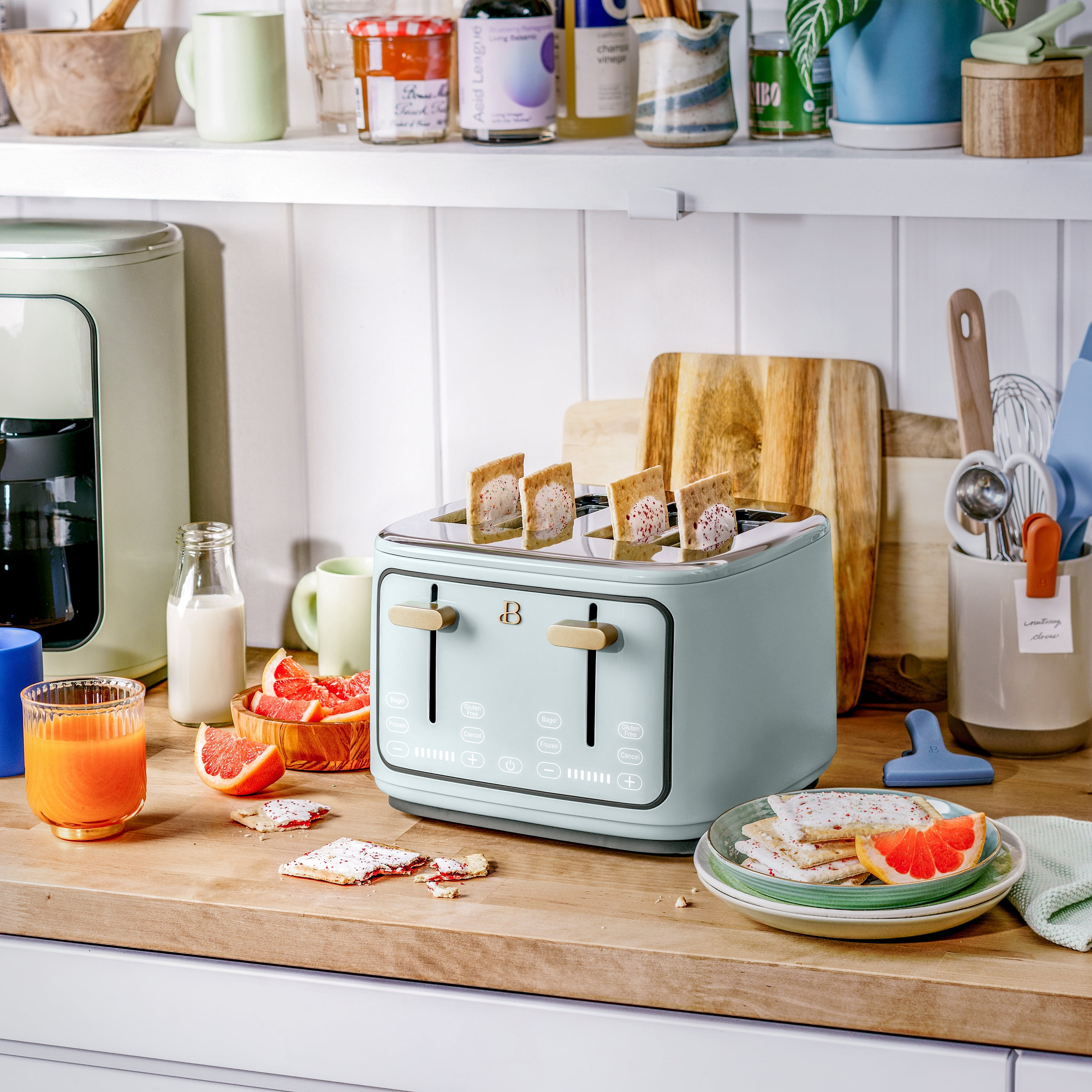 Beautiful 4-Slice Toaster with Touch-Activated Display, Hydrangea by Drew Barrymore