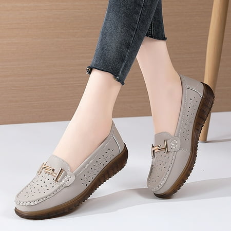 

Embroidery Hollow Out Crochet Trim Walking Flats Metal Deco Vamp Soft Platform Lightweight Flat Shoes Women s Footwear