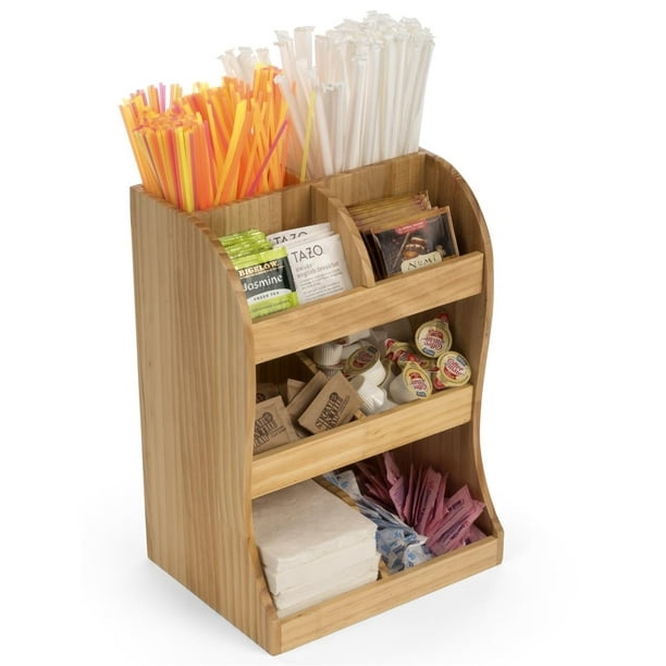 Displays2go Wood Straw and Sugar Packet Organizers Pine (FSWDCO8
