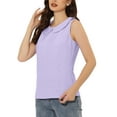thumbnail image 4 of INSPIRE CHIC Women's Peter Pan Collar Blouse Casual Sleeveless Jacquard Floral Tank Top XS Light Purple, 4 of 6