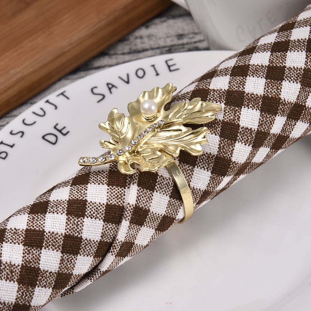 Leaf Rhinestone Napkin Ring Multi Function Towel Napkin Ring Zinc Alloy