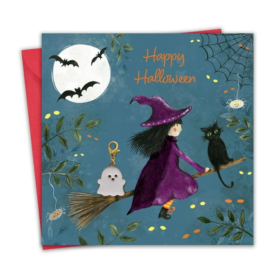 Twizler Halloween Card & Gift with Detachable Ghost Charm - Halloween Card for Her Girls Daughter Granddaughter - Party Gift Present for Kids Trick or Treat Card