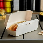 6 1/2" x 2 1/2" x 2 1/4" White Paper Hot Dog Clamshell Container - 500/Case