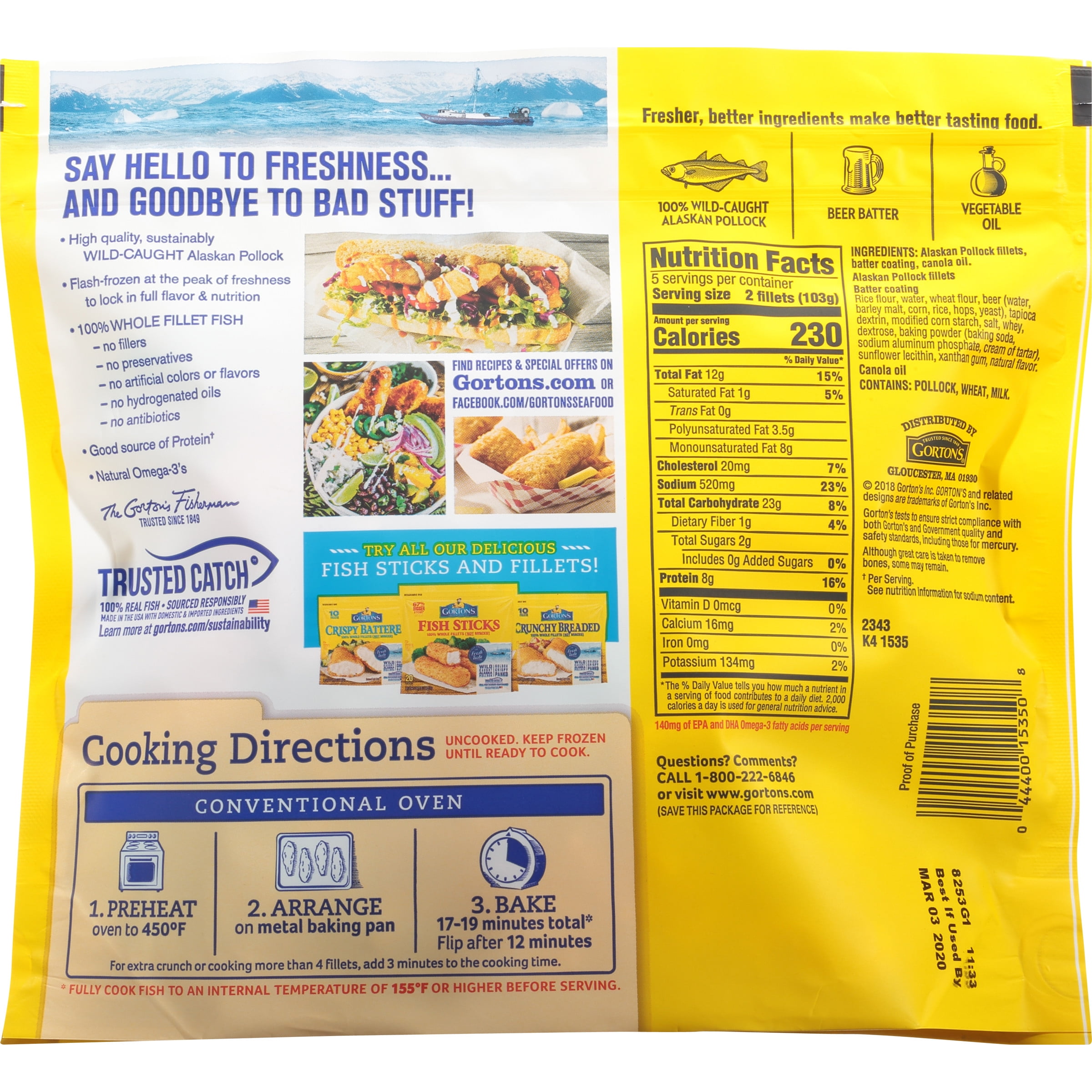 Gorton S Fish Patties Nutrition Information Bios Pics