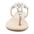 thumbnail image 3 of Sandalias Colgo para mujer con correa en T, planas, elegantes, con strass nude, 3 of 7