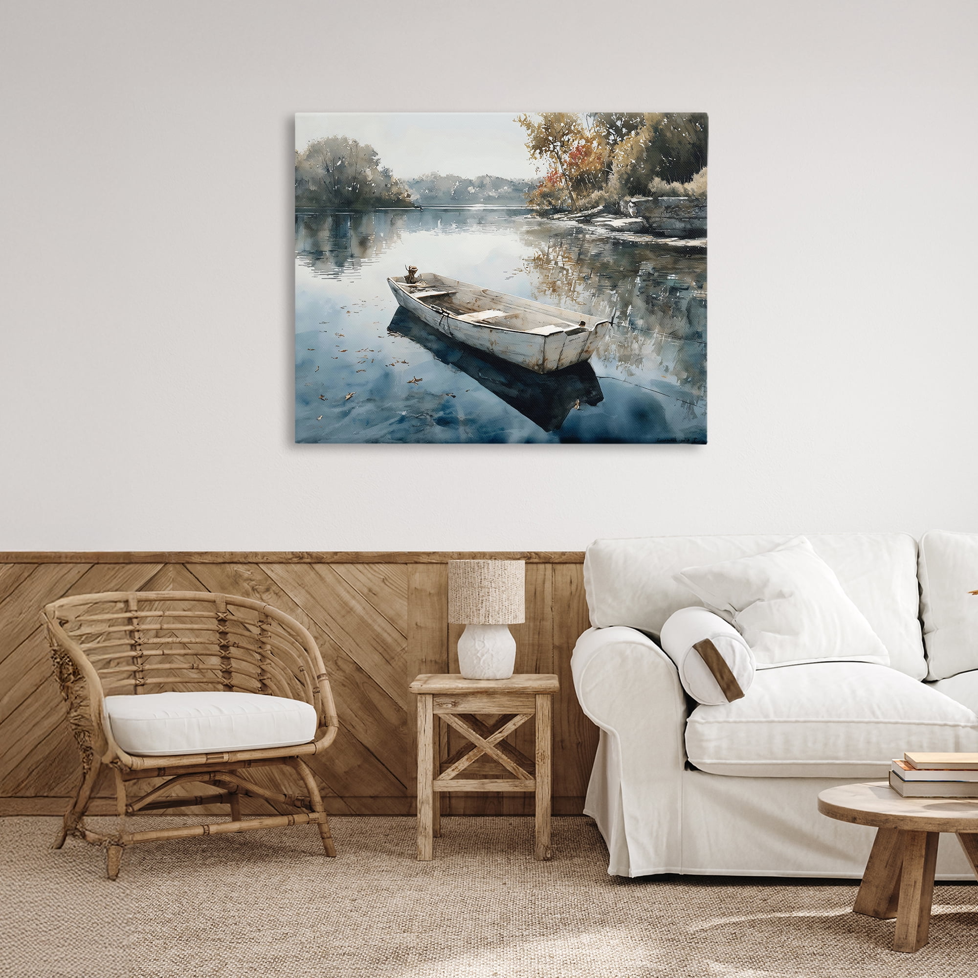 Stupell Industries Boat Ride Through Autumn Reflections Canvas Wall Art, design by Franklyn Gregory