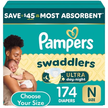 Pampers Swaddlers Ultra Diapers, Newborn (<10 Pounds), 174 Count