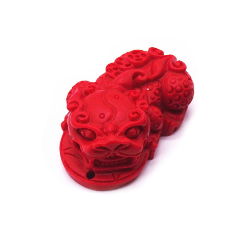 Chinese Natural Red Organic Cinnabar Dragon Necklace Pendant PiXiu Lucky Amulet 