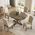 thumbnail image 2 of Euroco 5 Piece Retro Rubber Wood Extendable Dining Table with Chair Natural Wood Wash, 2 of 8