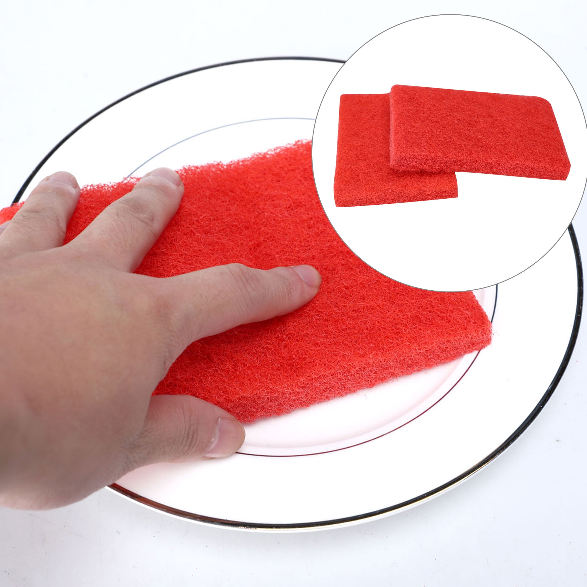 5pcs Round Scouring Pad Home Household Scrubber Dishwashing Sponge Cleaning Pad