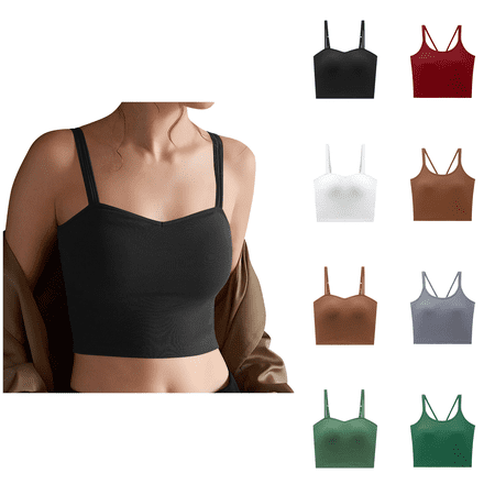 Ahuyic Womens Bra Summer Plus Size Bra Womens Hanging Neck Beautiful Back Suspender With Chest Pad Bra Tube Bottom Wrap. Brown L
