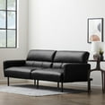 Mayview 82" Sofa Bed with Box Tufting and Removable Arms, Black Faux
