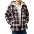 thumbnail image 5 of Xyxonk Men's Sherpa Fleece Lined Hoodie Jacket,Button Hooded Fall Winter Plaid Sweatshirt Jackets with Pockets,Wine 2XL, 5 of 6