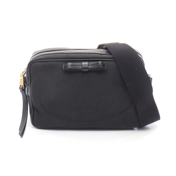 Pre-Owned Prada PRADA Logo Jacquard Shoulder Bag Handbag Canvas Leather Women's Black