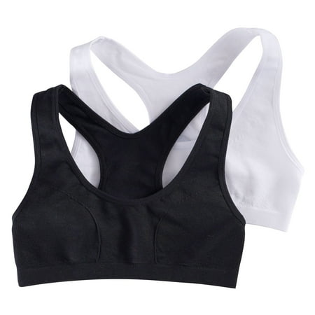 Girls 7-16 Maidenform® 2-pk. Seamless Racerback Sports Bras Color: Black White Size: XX LARGE