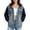 Black, variant on Tqcoqu Women's Color Block Hooded Denim Jacket with Multi Pocket,Button Down Long Sleeve Knit Sleeve Loose Casual Jean Trucker Coat For Fall Winter,Black Women's S-XXL
