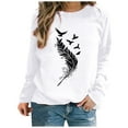 thumbnail image 4 of Jsaierl Womens Crewneck Sweatshirts Plus Size Casual Feather Print Sweatshirt Top Long Sleeve Fashion Fall Pullover Sweatshirts, 4 of 4