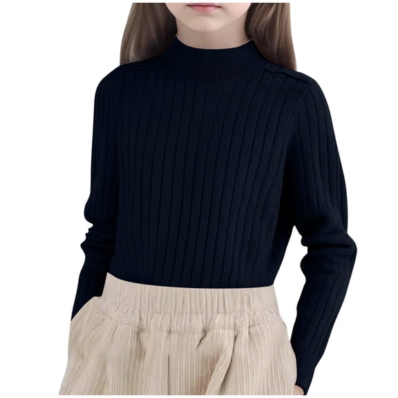 BFHHYA Kids (0-13 Years) Unisex Mock Neck Knit Undershirt Girls Boys Long Sleeve Comfortable Sweater Warm Layering Top