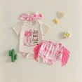 thumbnail image 2 of Baby Onesies Girl Baby Girl Clothes Boots And Bows It's A Cowgirl Thing Print Short Sleeve Top Shorts 3-Piece Set, 2 of 5