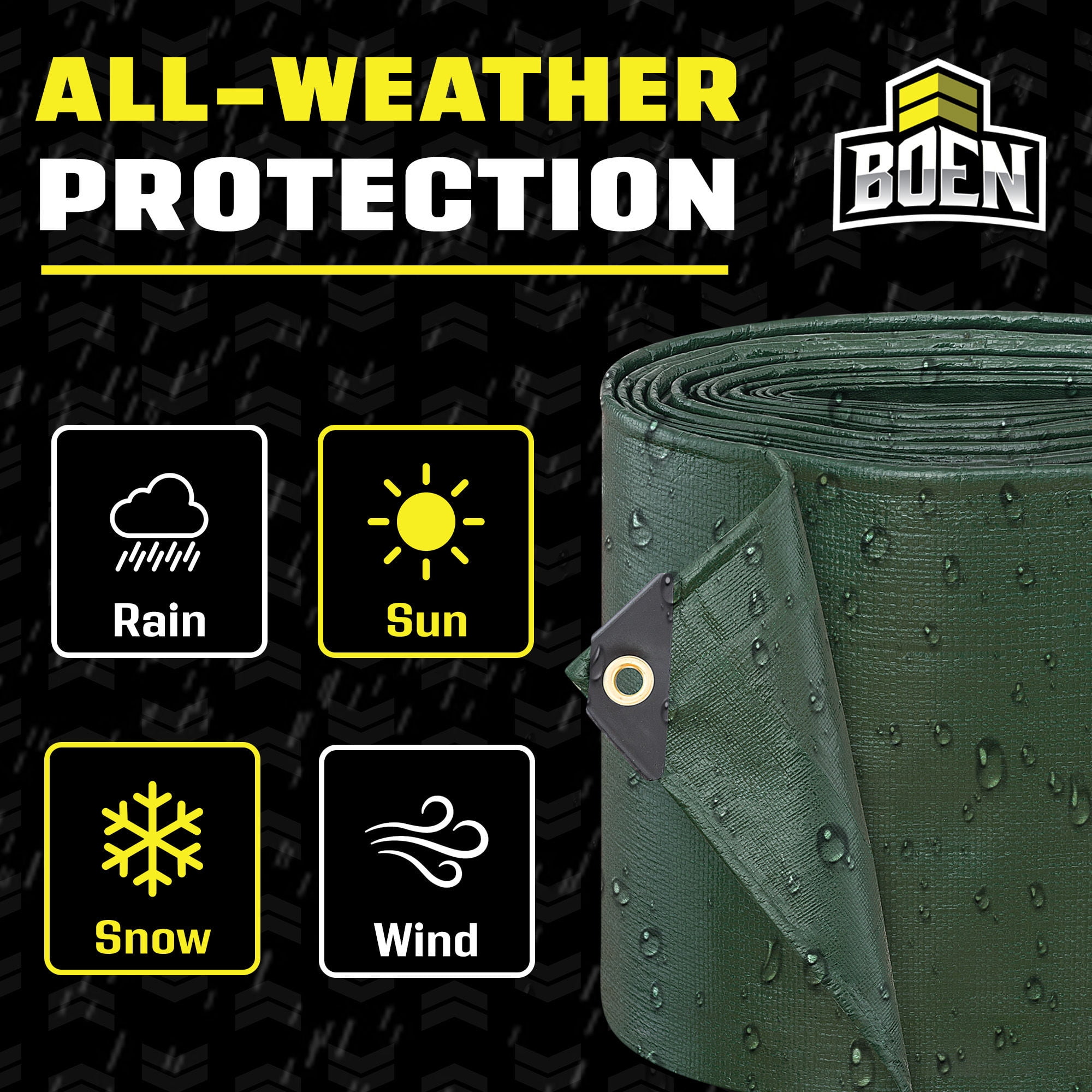 Ultra Heavy-Duty Tarp, 12 ft x 20 ft, 16 Mil Thick, Hunter Green