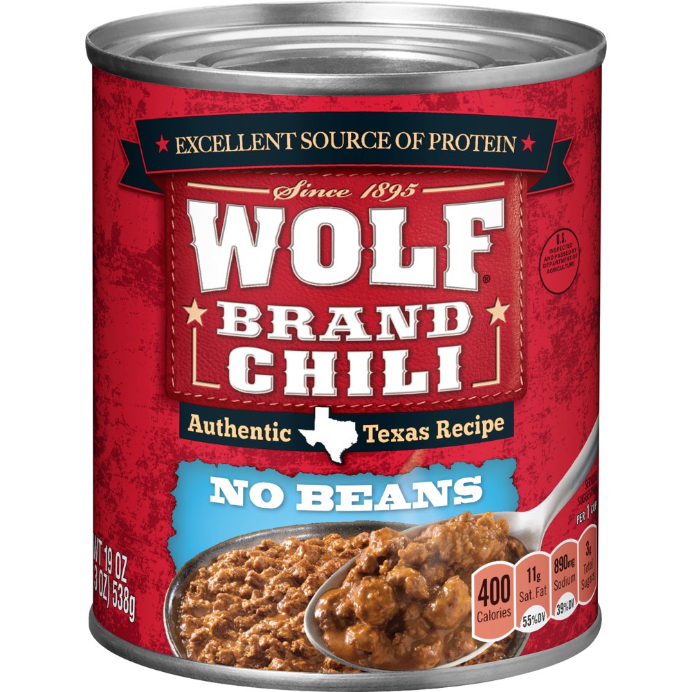 WOLF BRAND Chili No Beans, Chili Without Beans, 19 oz.