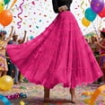 thumbnail image 2 of Arlun Lace Maxi Skirts for Women Elastic High Waisted Long Tutu Skirt A Line Layered Ruffle Tiered Flowy Mesh Skirts 2026 Carnival Party Fashion Dancing Outfit Hot Pink 80, 2 of 4