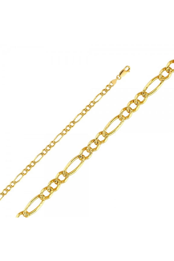 14K Gold 4.7mm Figaro 3+1 YP Chain :  24"