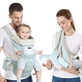thumbnail image 2 of Portabebés asientos de cadera - mochilas portabebés, portabebés ergonómicamente ajustables transpirables portabebés plegables portátiles, portabebés convertibles (azul) LingWen 1327537066590, 2 of 4