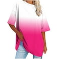 thumbnail image 2 of LADIGASU Women's Oversized Round Neck Short Sleeved Solid Summer Base Shirt Sports T-shirt Tops, 2 of 7