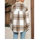 thumbnail image 5 of Chaqueta de Franela A Cuadros con Botones, Estilo Casual, Larga, con Bolsillos, Ideal para Otoño. Caqui M, 5 of 8