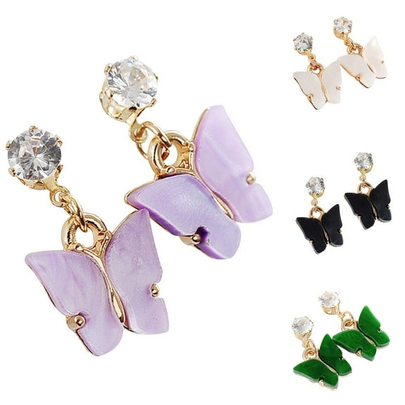 SPRING PARK Women's Crystal Butterfly Shape Cubic Zirconia Stud Earrings