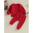 thumbnail image 4 of Jaweiwi Toddler Baby Boys Christmas Outfits 6 12 18 24 Months 2T 3T Santa Embroidery Long Sleeve Sweatshirts and Solid Color Long Pants 2Pcs Clothes Set, 4 of 9