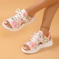 thumbnail image 5 of Womens Sandals Comfortable Wedge Heel Open Toe Elastic Ankle Straps Hollow Breathable Sandals Summer Casual Hollow Sport Shoes Pink 37, 5 of 9