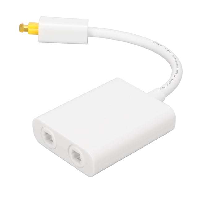 Digital Optical Cable Splitter, Fast Transmission Surround Sound Small 1 in 2 Out Reduce Distortion Optical Fiber Sound Adapter for Computer for DVD Black,White