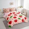 thumbnail image 3 of Homewish Cartoon Red Cherry Twin Bedding Sets 7-Piece for Teens, Yummy Summer Fruit Bedding Comforter Set, Kawaii Love Heart Reversible Sheet Sets, Super Cozy Room Decor, 3 of 7