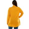 thumbnail image 4 of Pastel by Vivienne Women's Open Front Cardigan with Ruffle Detail Plus Size Mustard X-Large, 4 of 5