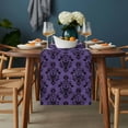 thumbnail image 2 of Halloween Table Runner - 120 Inch Long, Kitchen Dining Table Runner Dresser Scarves, Purple Black Haunted-House Fall Seasonal Farmhouse Decor for Coffee Tables Wedding Party Banquet, 2 of 8