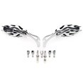 thumbnail image 3 of Krator Flame Rear View Mirrors Chrome Pair w/Adapters Compatible with Harley Davidson Sport Tour Glide FXRT, 3 of 3