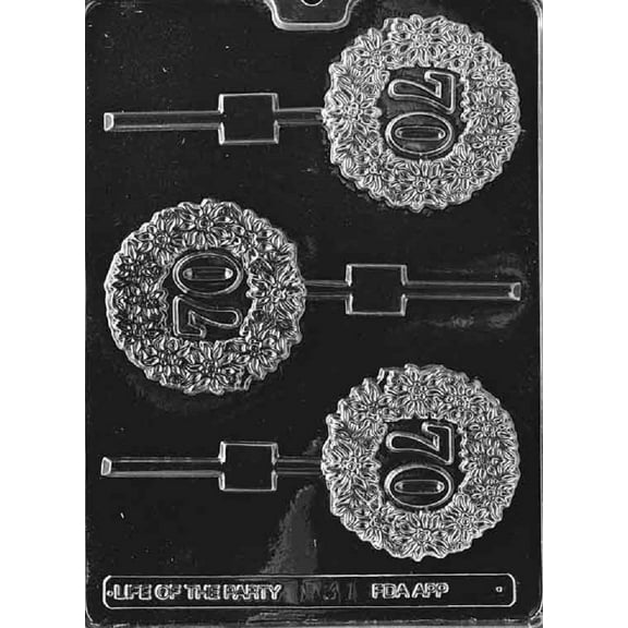 Grandmama's Goodies L031 70th 70 Lollipop Chocolate Candy Soap Mold with Exclusive Molding Instructions