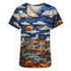 thumbnail image 5 of Fiudx Ofertas Del Día Top de Trabajo con Bolsillo y Manga Corta con Estampado de Halloween y Cuello En V para Mujer, 5 of 5