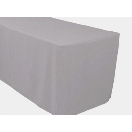 8 Ft Silver Tablecloth Fitted Polyester Tablecloth Trade Show Booth Banquet Table Cover Silver, : Add $49.00 or more items offered by Tablecloth.., By Tablecloth (Best Fitted Kitchen Offers)