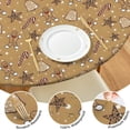 thumbnail image 4 of Brown Christmas Pattern Round Fitted Tablecloth with Elastic Edge,Dining Table Cover Waterproof,Outdoor Round Tablecloth for Camping,Dining,Indoor and Outdoor, 4 of 7