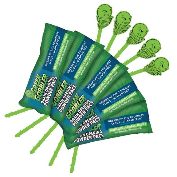 Green Gobbler Drain Opening PAC'S -5 Pack & 5 Hair Grabber Tools - Best Drain Cleaner, Opener, and Clog Remover