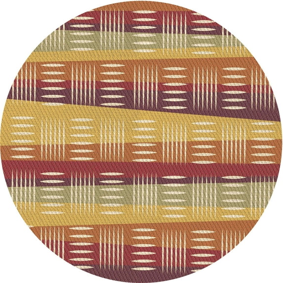 Ahgly Company Machine Washable Indoor Round Transitional Yellow Orange Area Rugs, 8' Round