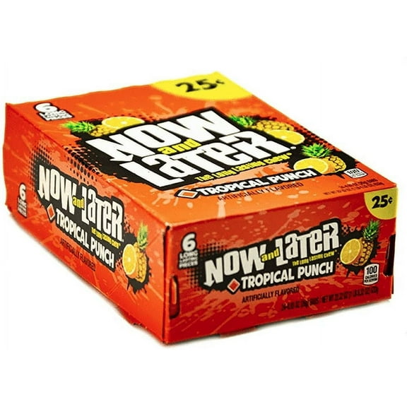 Now and Later, TROPICAL PUNCH Orange Chewy Candy, 0.93oz (Box of 24)