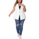 thumbnail image 2 of Chaqueta de mezclilla sin mangas Agnes Orinda Plus Talla Mujer, chaleco de mezclilla blanco con solapa y botones, talla 2X, 2 of 6