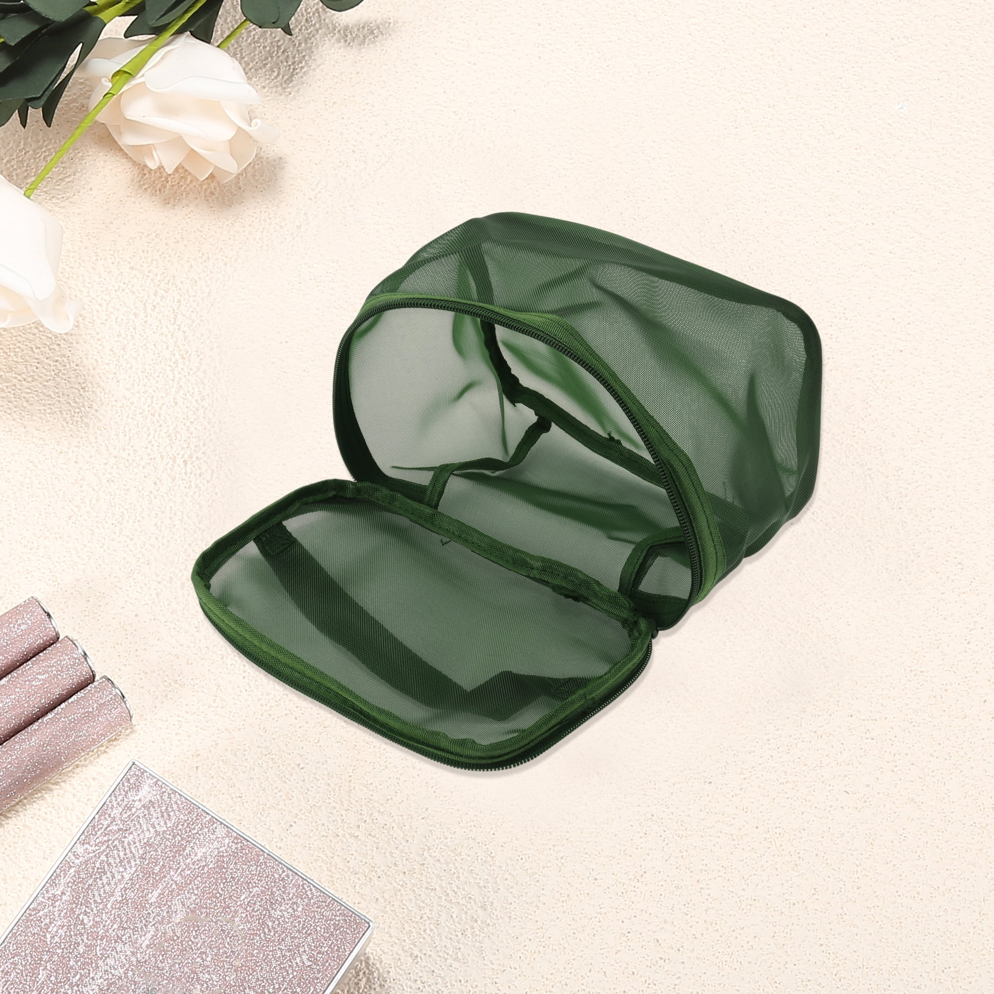 Unique Bargains 1 Pc Large Capacity Drawstring Makeup Bag for Travel green