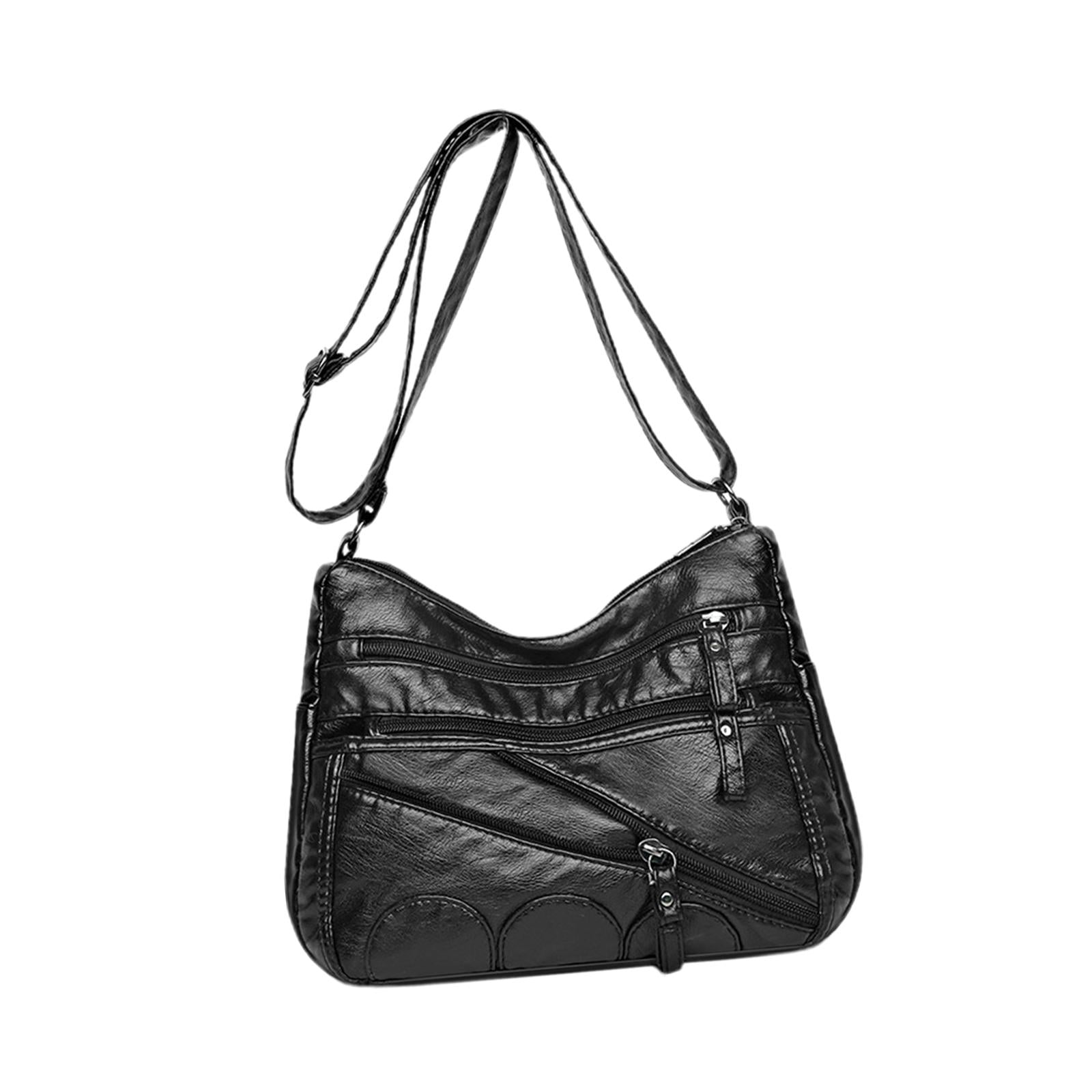 Soft PU Shoulder Bag Wallet Pouch Purse Adjustable Shoulder Strap Large Capacity Black Walmart