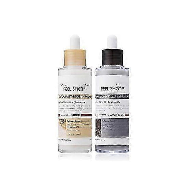 Peel Shot Glow Rice Ampoule Duo White rice ampoule+Black rice ampoule Soft Exfoliating Face and Body Scrub Dead Skin Cells, Blackheads Remover for All