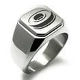 thumbnail image 1 of Stainless Steel Letter O Initial 3D Monogram Engraved Engraved Square Flat Top Biker Style Polished Signet Ring, 1 of 1